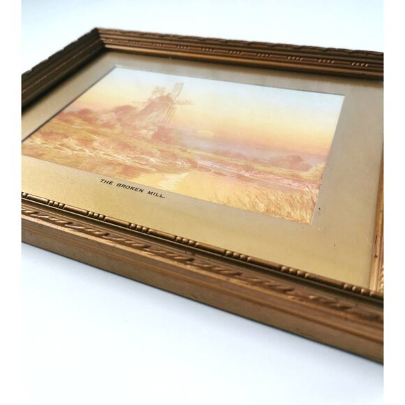 VINTAGE Normill Print "The Broken Mill" #4134 Made in England Mid-Century Framed - Picture 3 of 10